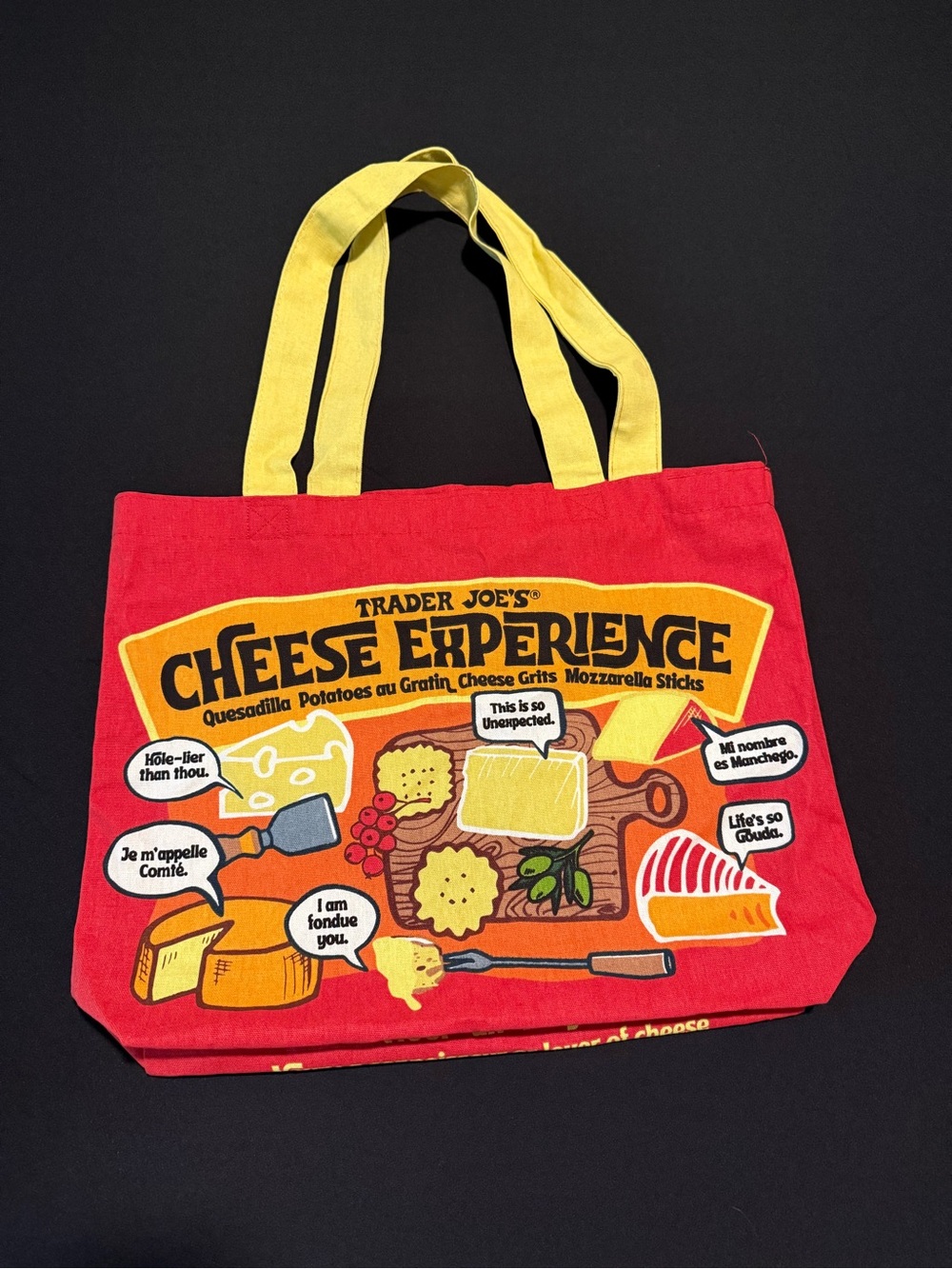 NWOT Trader Joe's Cheese Experience Tote Bag - Red & Yellow